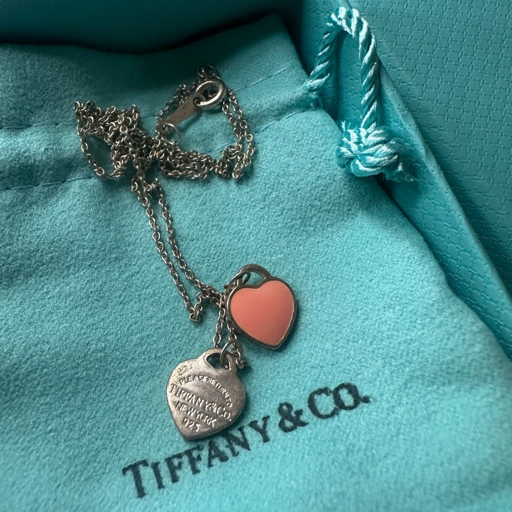 tiffany & co pink and silver mini pendant necklace